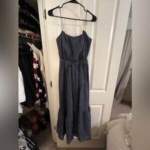 Abercrombie & Fitch Navy and White Polka Dot Maxi Dress